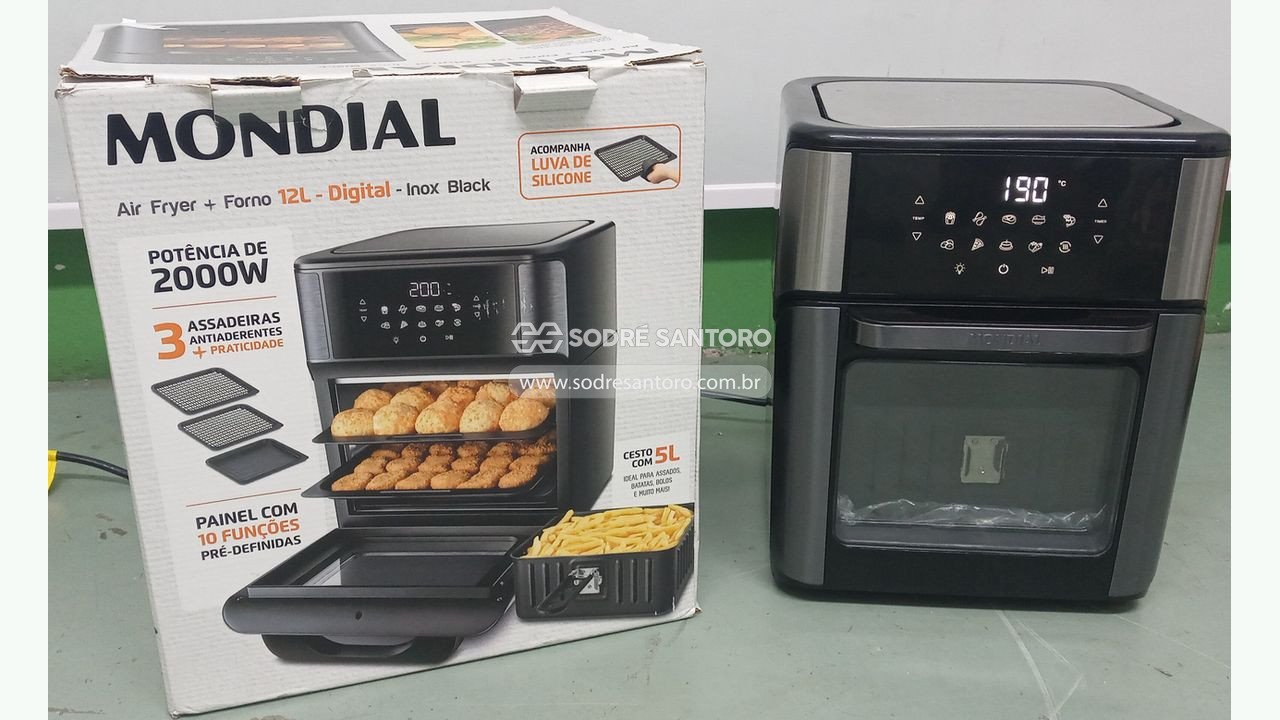 fritadeira air fry e forno 12l mondial