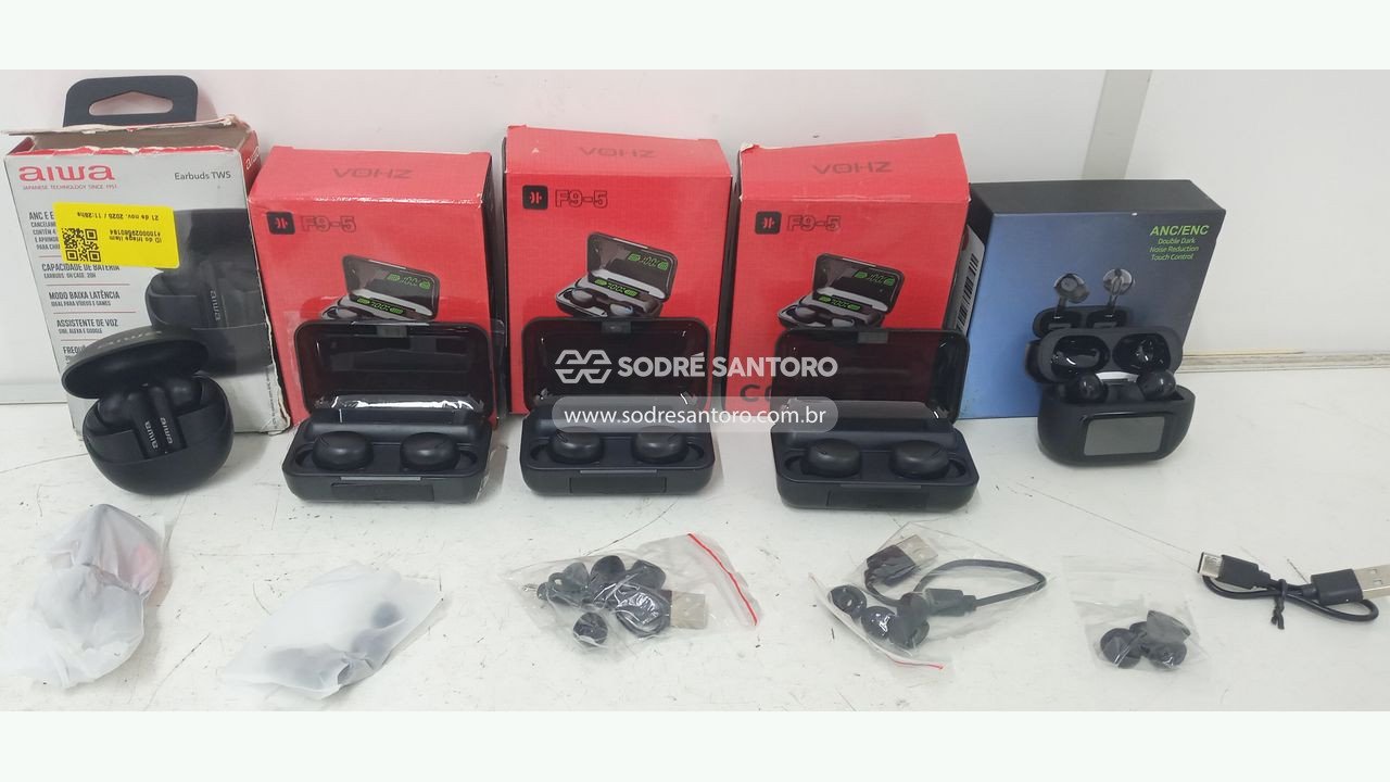 5 fones bluetooth (aiwa / vohz / anc/enc)