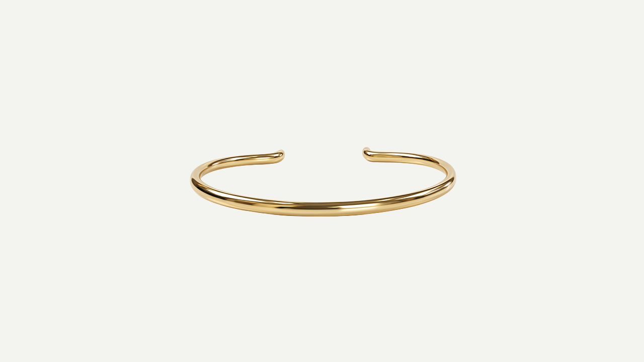 Foto 4: Bracelete em ouro amarelo 18k, com aproximadamente 0.10 cts de diamantes. Peso: 6,4 gramas. Medida: 6 cm de diâmetro.
