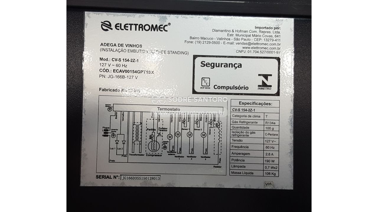 Foto 5: adega elettromec cv-s 154-2z-1 127v