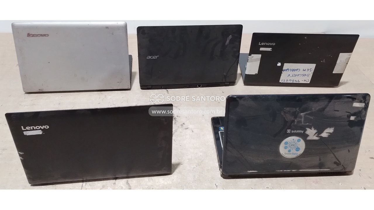 Foto 2: sucata 5 notebooks (1 itautec, 1 acer e 3 lenovo)