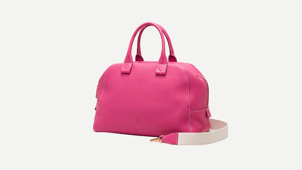 Foto 5: CAROLINA HERRERA - Bolsa Blasón S Média em Couro Rosa