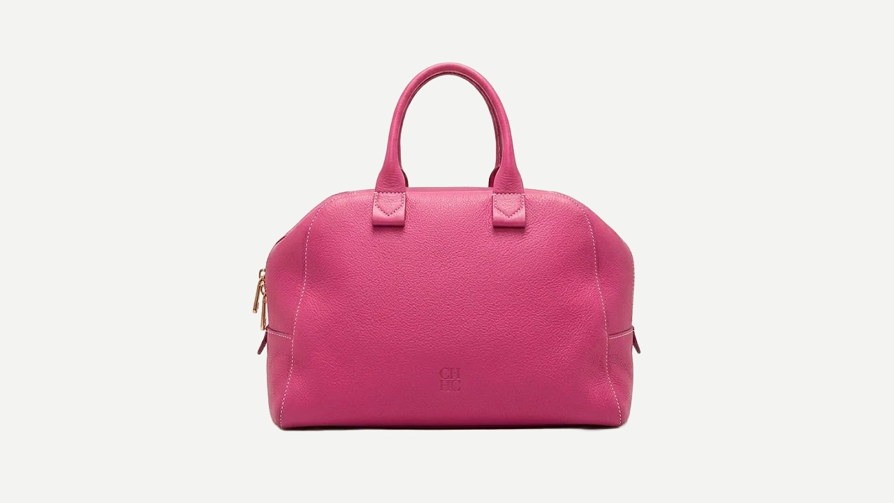 Foto 4: CAROLINA HERRERA - Bolsa Blasón S Média em Couro Rosa
