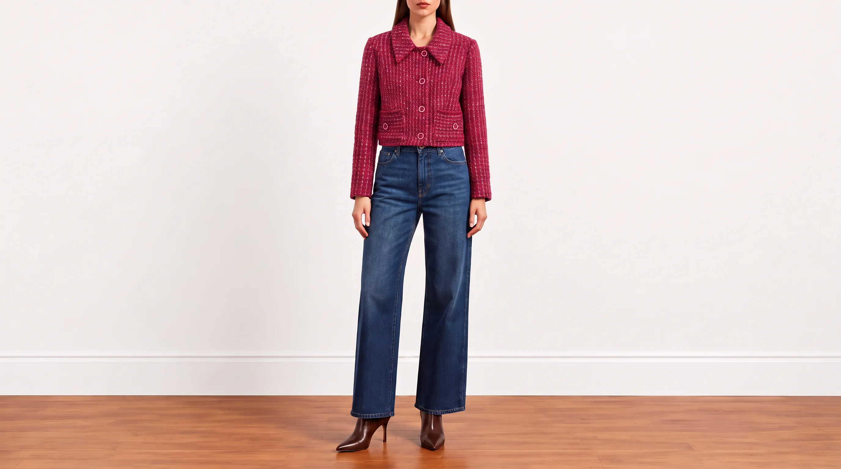 Foto 2: NK - Jaqueta em Tweed vermelho, rosa e roxo. Tamanho 36 BR