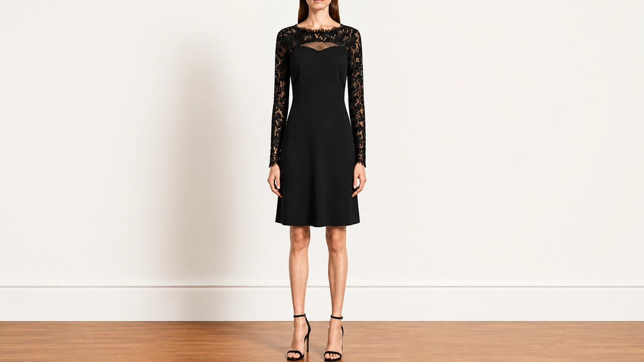 Foto 2: EMILIO PUCCI - Vestido de manga longa em stretch com renda. Tamanho 44 IT / 40 BR