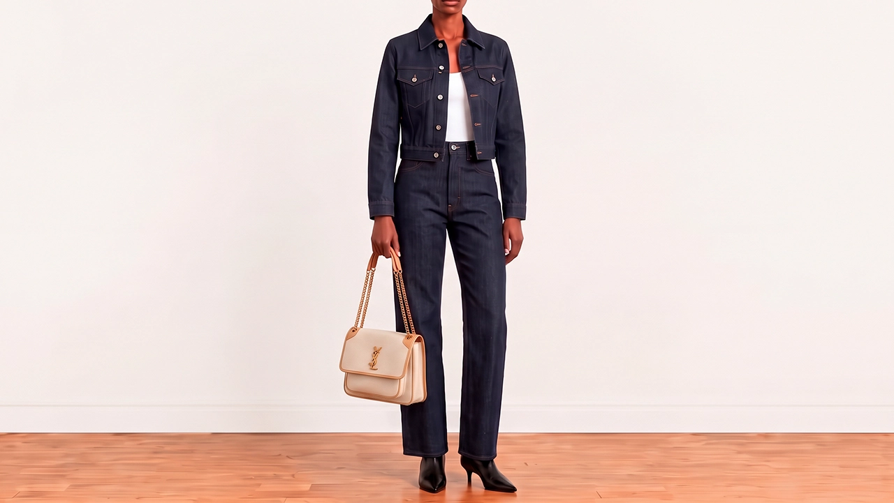 Foto 2: YVES SAINT LAURENT - Bolsa Niki Bag Média em Canvas e Couro