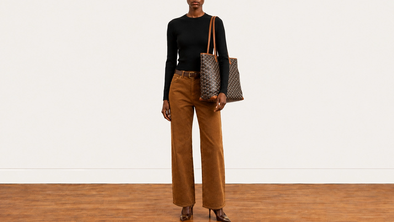 Foto 2: GOYARD - Bolsa Artois MM em Goyardine Canvas e Couro Marrom e Preto