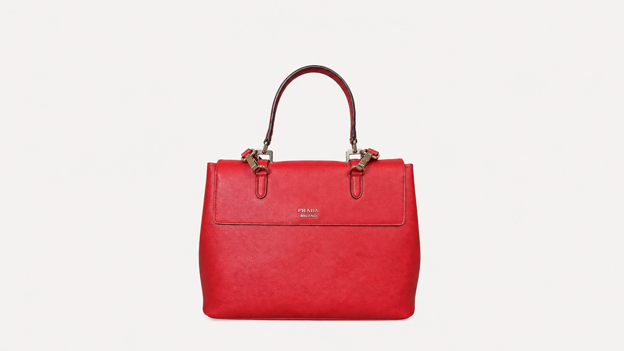 Foto 5: PRADA - Bolsa Half Flap Double Turn-Lock em Couro Saffiano Vermelho