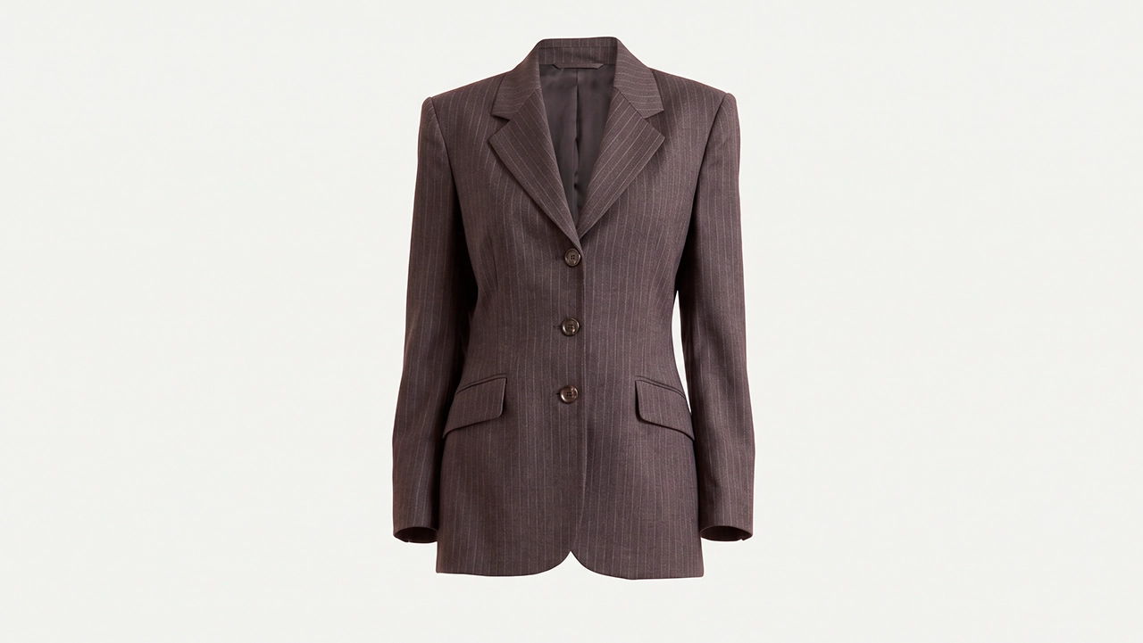 Foto 4: VALENTINO - Terno Feminino de Alfaiataria Risca de Giz em Lã. Tamanho 44-42 IT / 42-36 BR