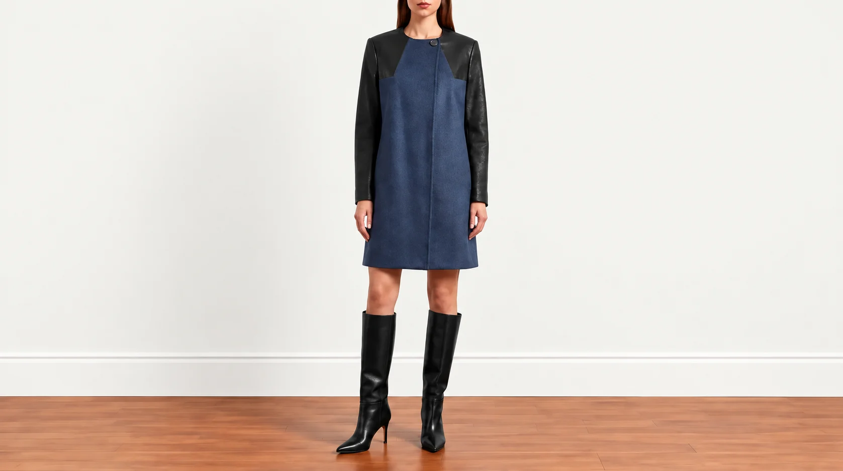 Foto 2: PIERRE BALMAIN - Casaco em Lã, Nylon e Cashmere com Detalhes em Couro. Tamanho: 44 IT /40 BR