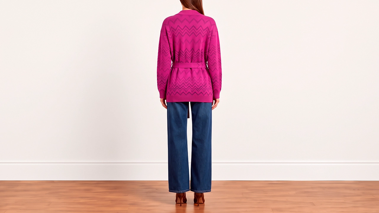 Foto 3: MISSONI - Cardigan em Lã e Viscose Fúcsia. Tamanho 44 BR
