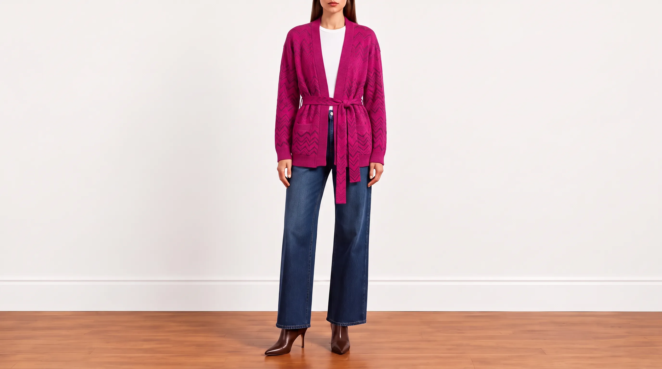 Foto 2: MISSONI - Cardigan em Lã e Viscose Fúcsia. Tamanho 44 BR