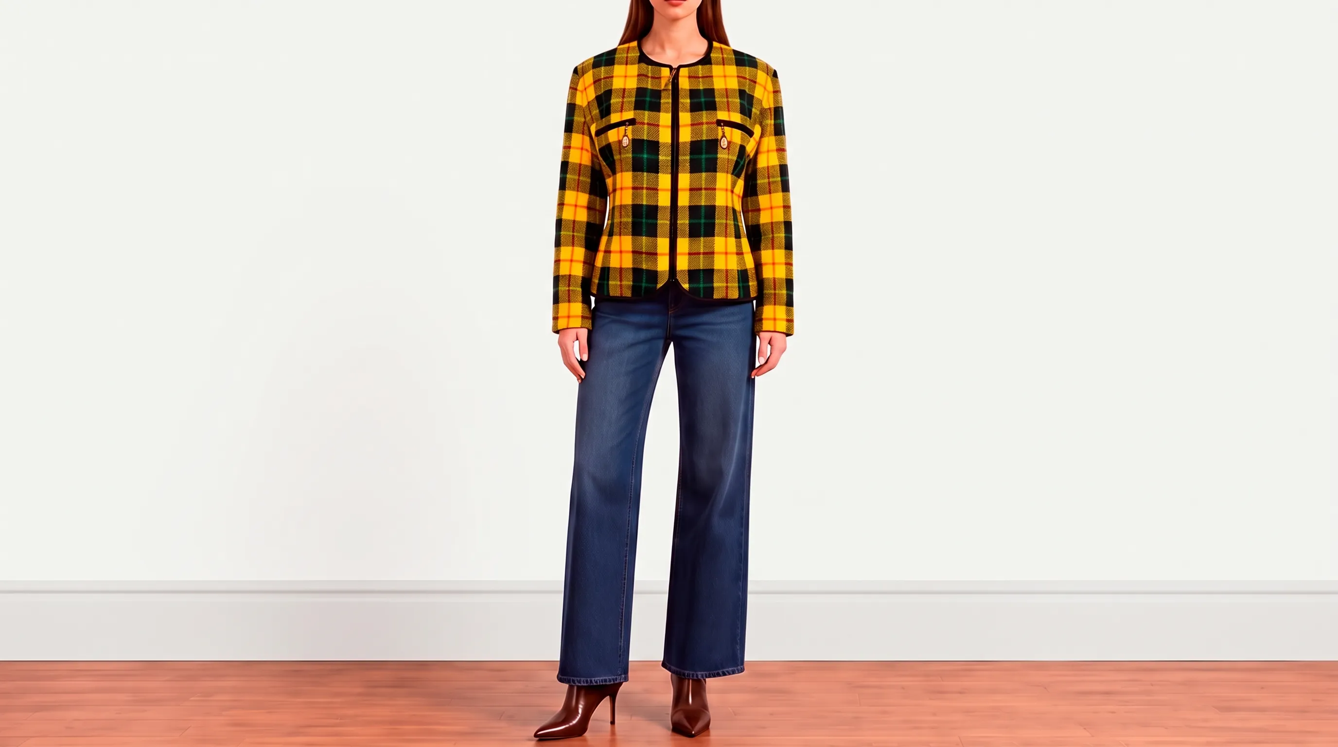 Foto 2: EMANUEL UNGARO - Jaqueta Vintage em Lã Xadrez Tartan - Tamanho 14 EUA / 42 BR