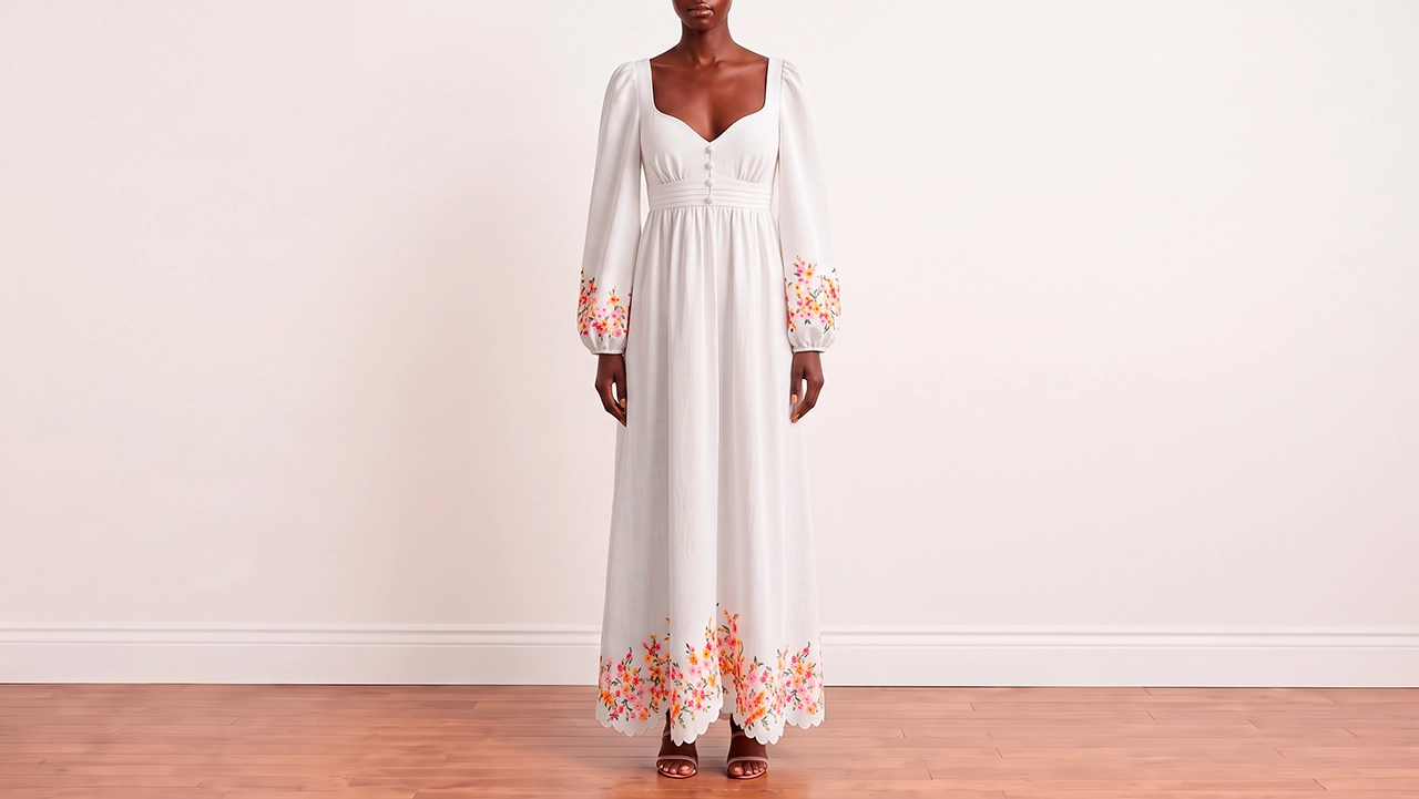 Foto 2: ZIMMERMANN - Vestido Branco com Bordados Florais. Tamanho 1 EUA / 36 BR