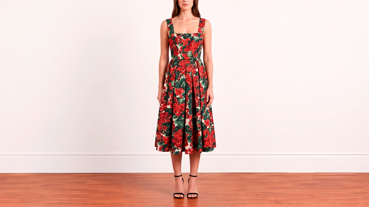 Foto 2: DOLCE & GABANNA - Vestido Com Estampa Floral. Tamanho 38 BR