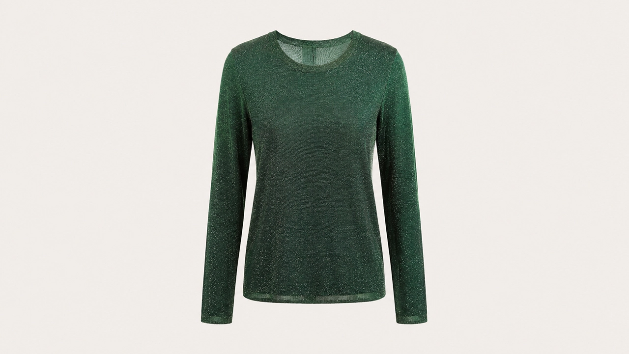 Foto 4: MAX MARA - Blusa em malha de lurex e calça de seda verde. Tamanho 38 BR