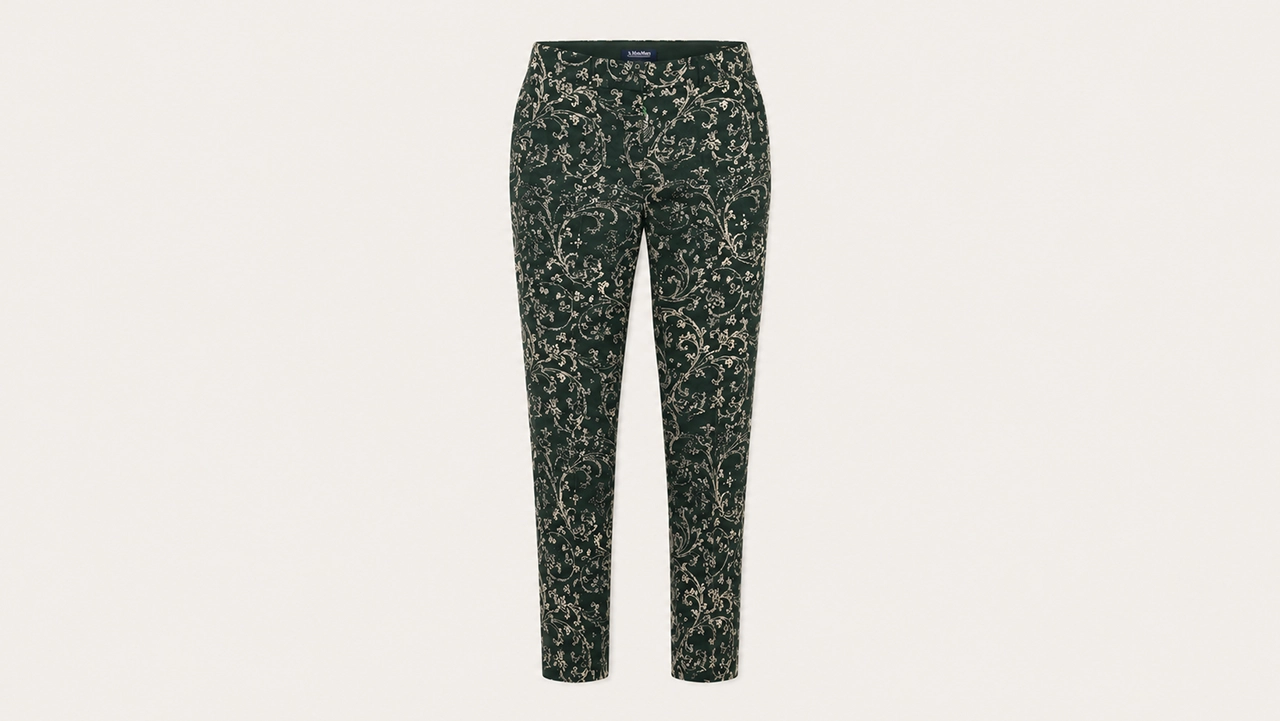 Foto 5: MAX MARA - Blusa em malha de lurex e calça de seda verde. Tamanho 38 BR