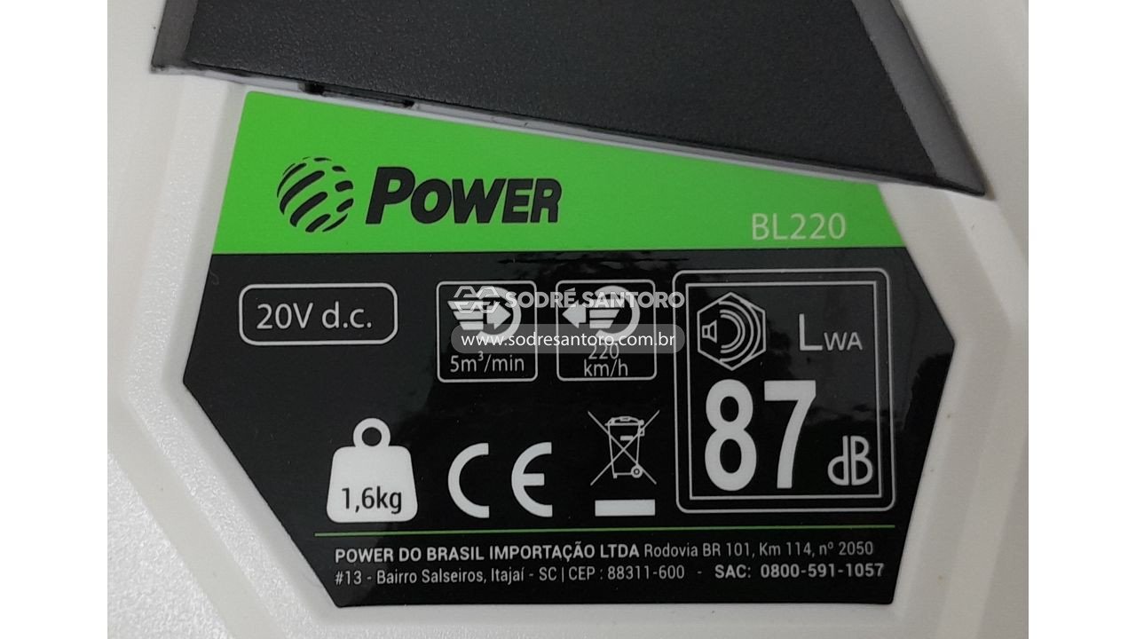 Foto 4: soprador power bl220 bateria ion-lítio 20v