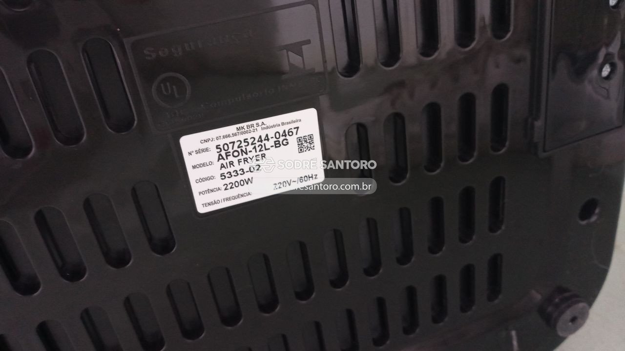 Foto 6 de 6: fritadeira air fryer mondial - 12l-bg 220v 60hz