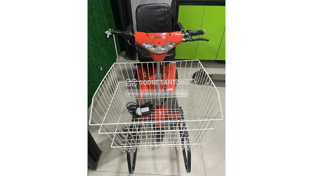 Foto 3: triciclo elétrico 12v laranja com cesto de carga