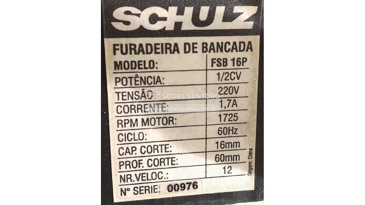 Foto 6 de 10: furadeira de bancada schulz pratika fsb16p 220v