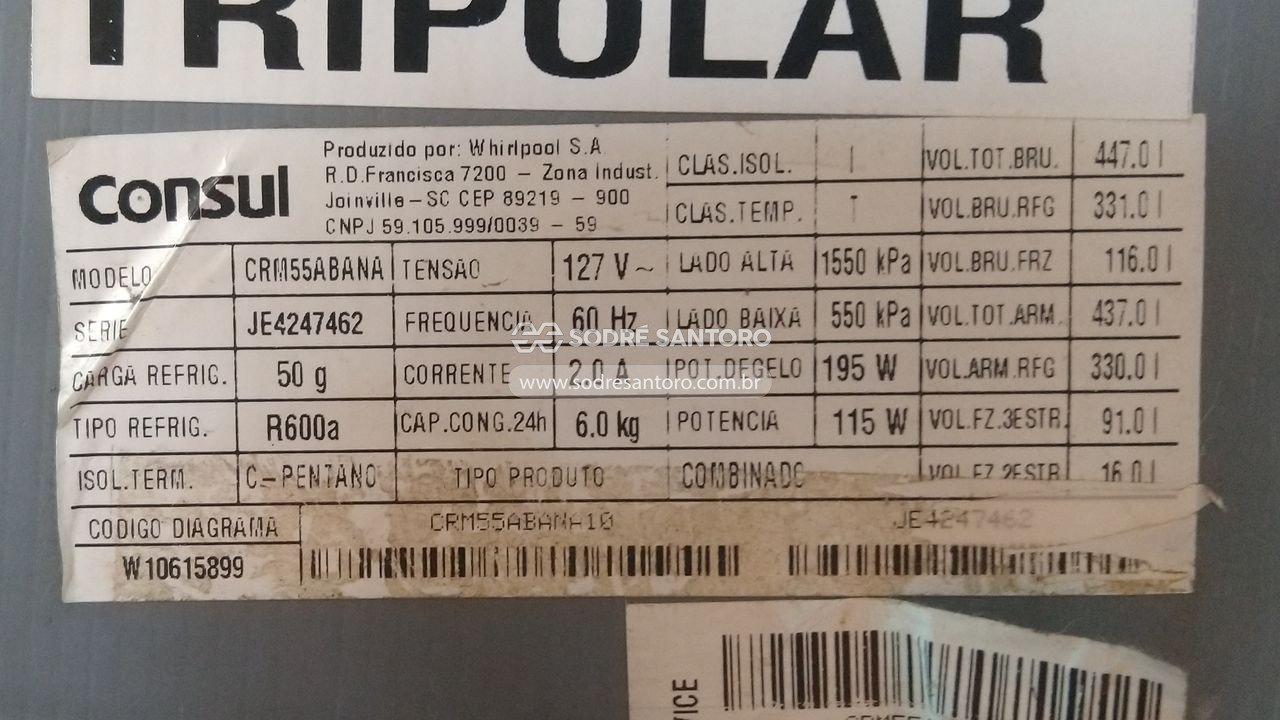 Foto 4: geladeira duplex 437l consul crm55abana 127v
